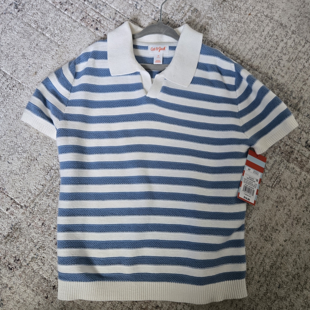 Cat & Jack Kids Polo with Blue and White Stripes